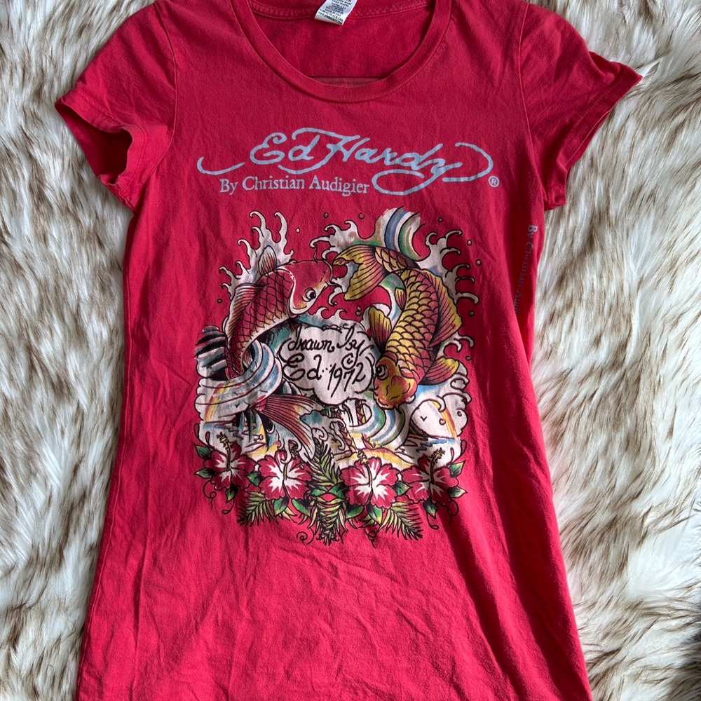 S Ed Hardy Koi Fish Top